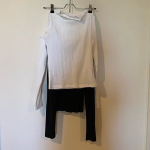 two mock neck t shirts (white and black)